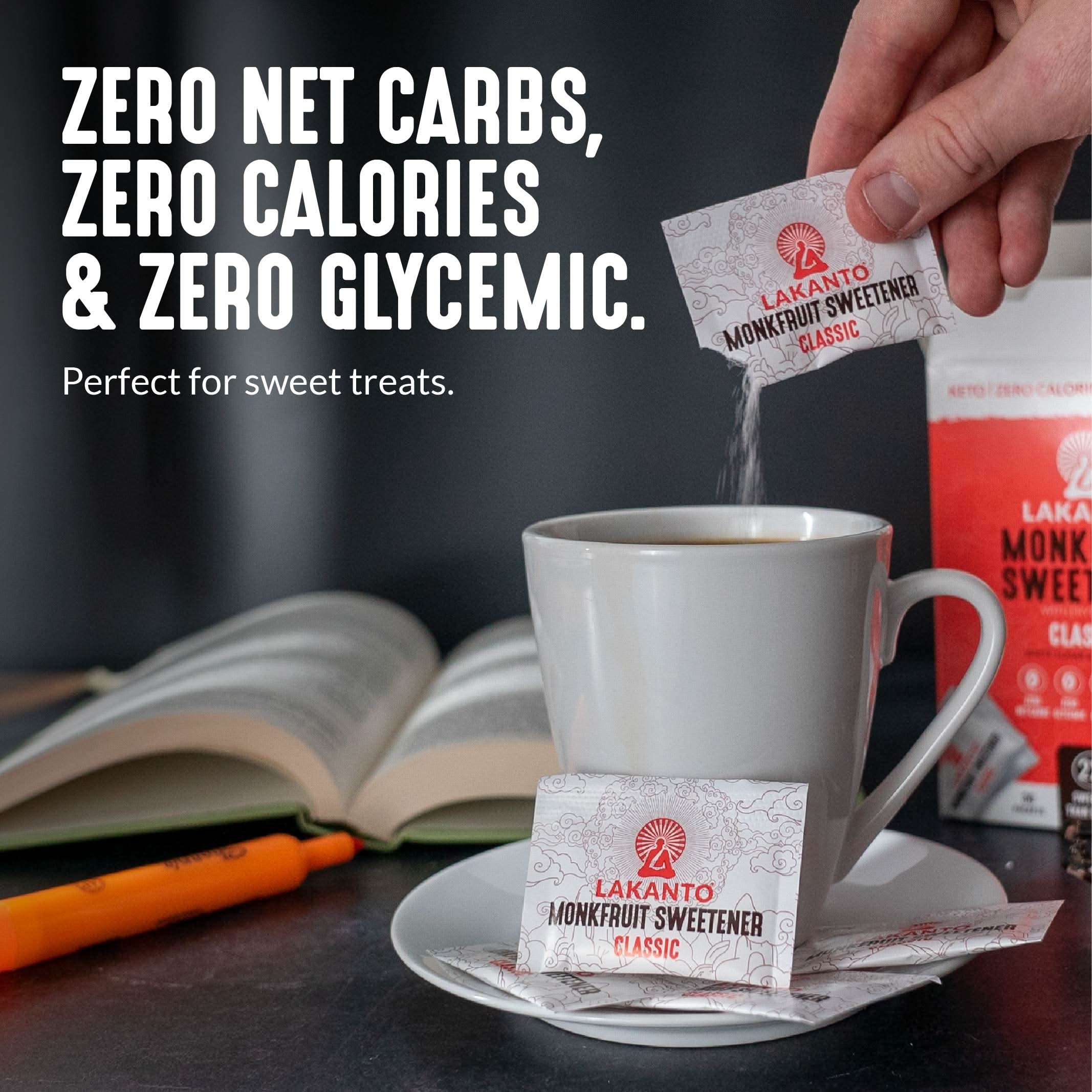 Classic Monkfruit and Erythritol 2:1 Sweetener Packets - White Sugar Replacement - Image 6