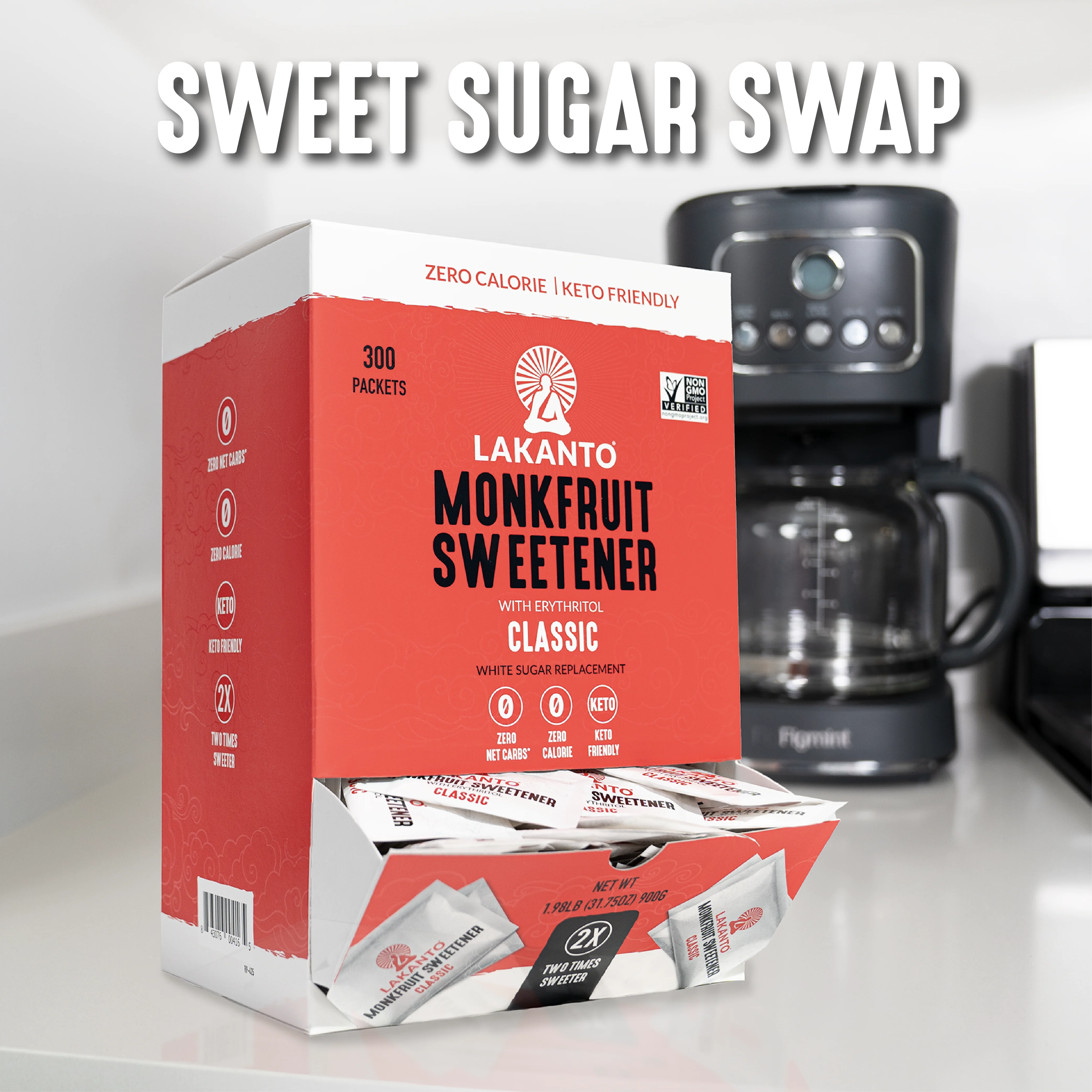 Classic Monkfruit and Erythritol 2:1 Sweetener Packets - White Sugar Replacement - Image 7