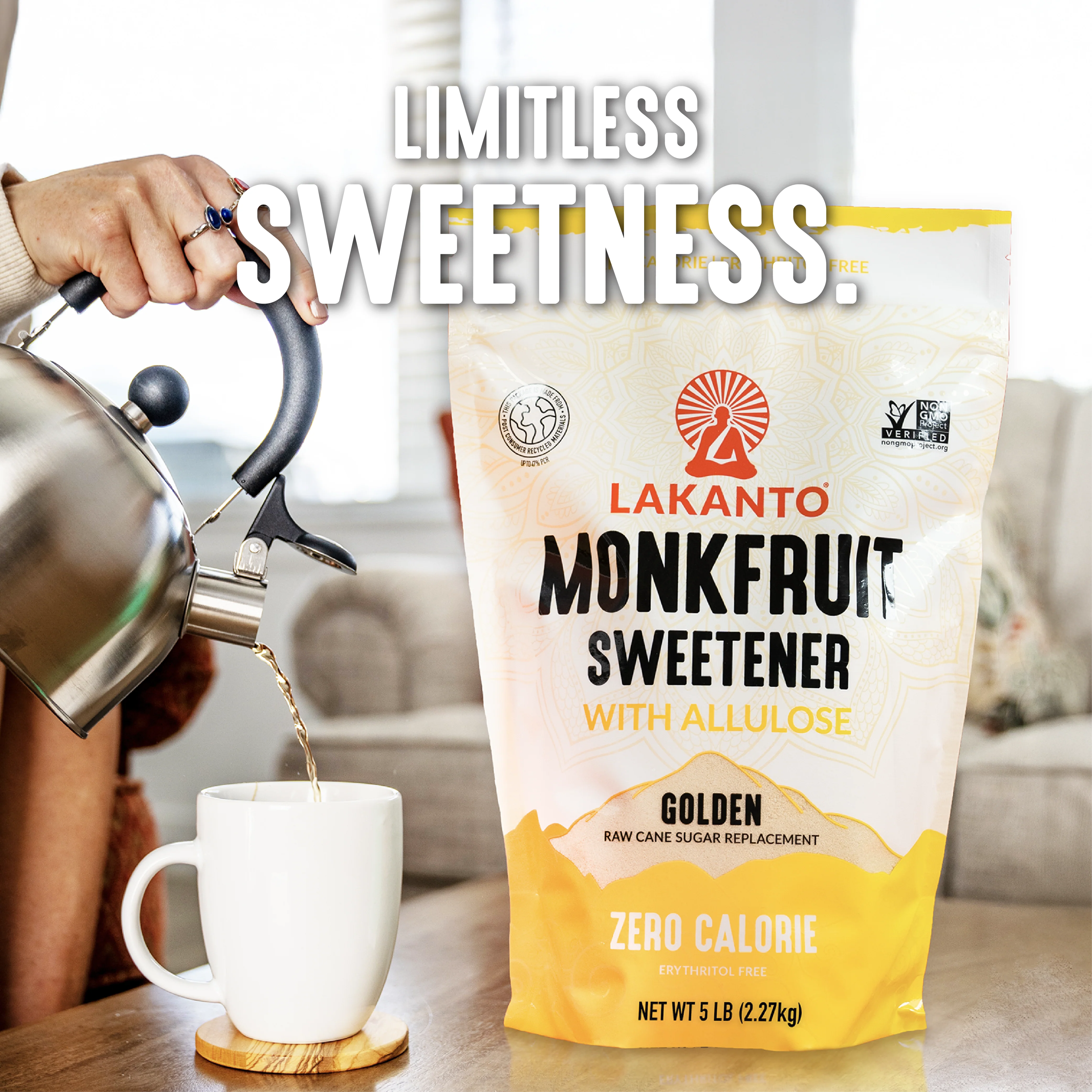 Golden Monkfruit Sweetener with Allulose - Raw Cane Sugar Replacement - Image 5