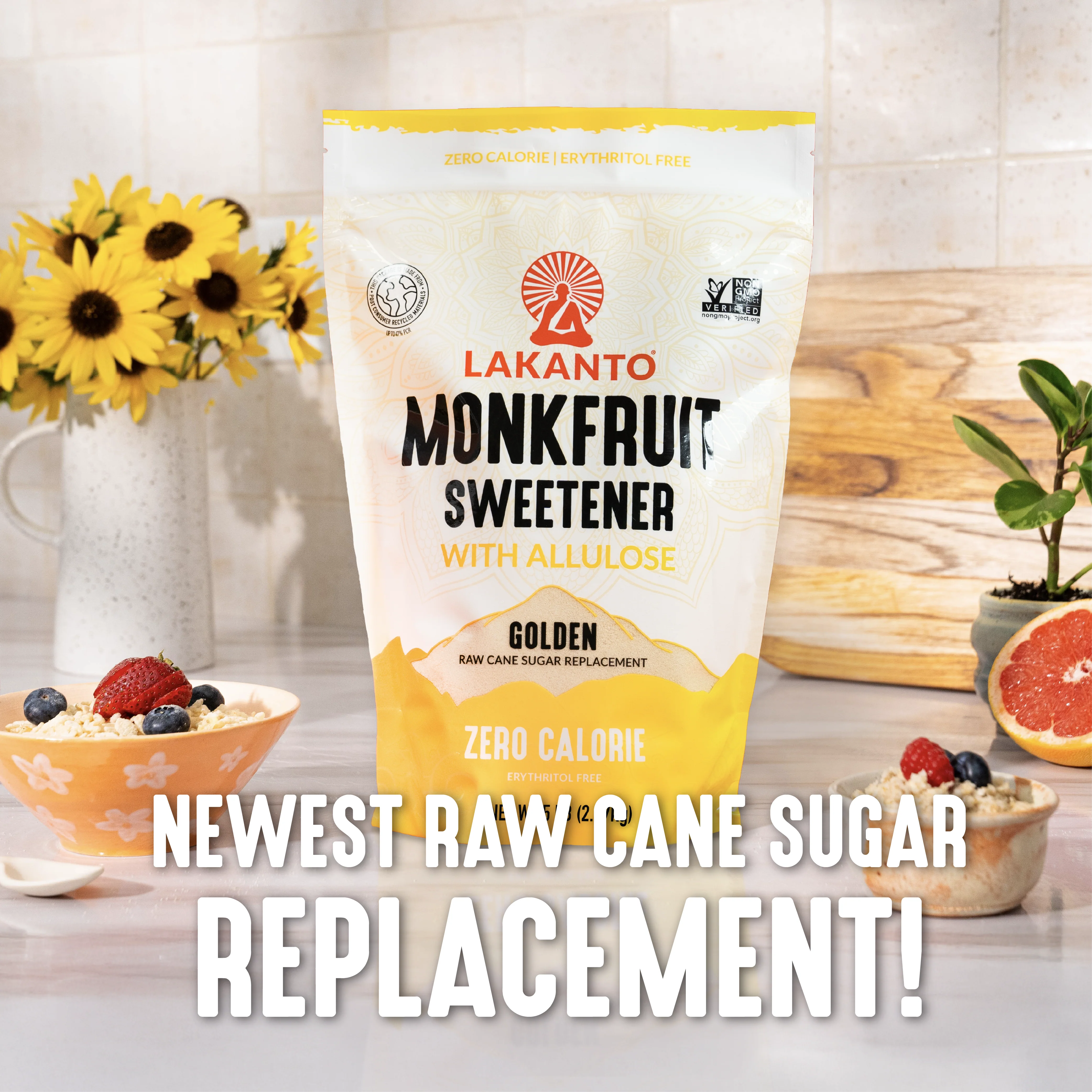 Golden Monkfruit Sweetener with Allulose - Raw Cane Sugar Replacement - Image 7