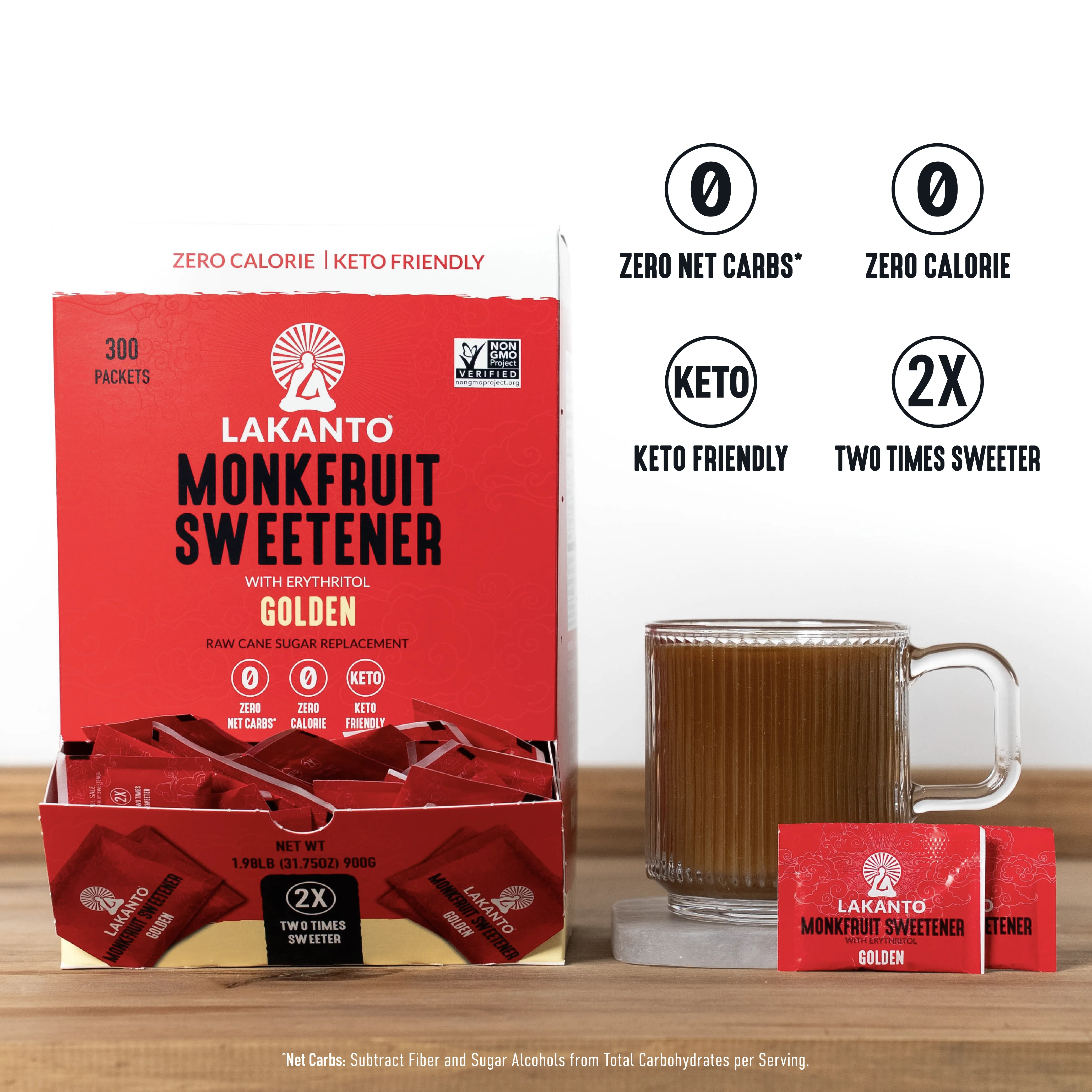 Golden Monkfruit and Erythritol 2:1 Sweetener Packets - Raw Cane Sugar Replacement - Image 7