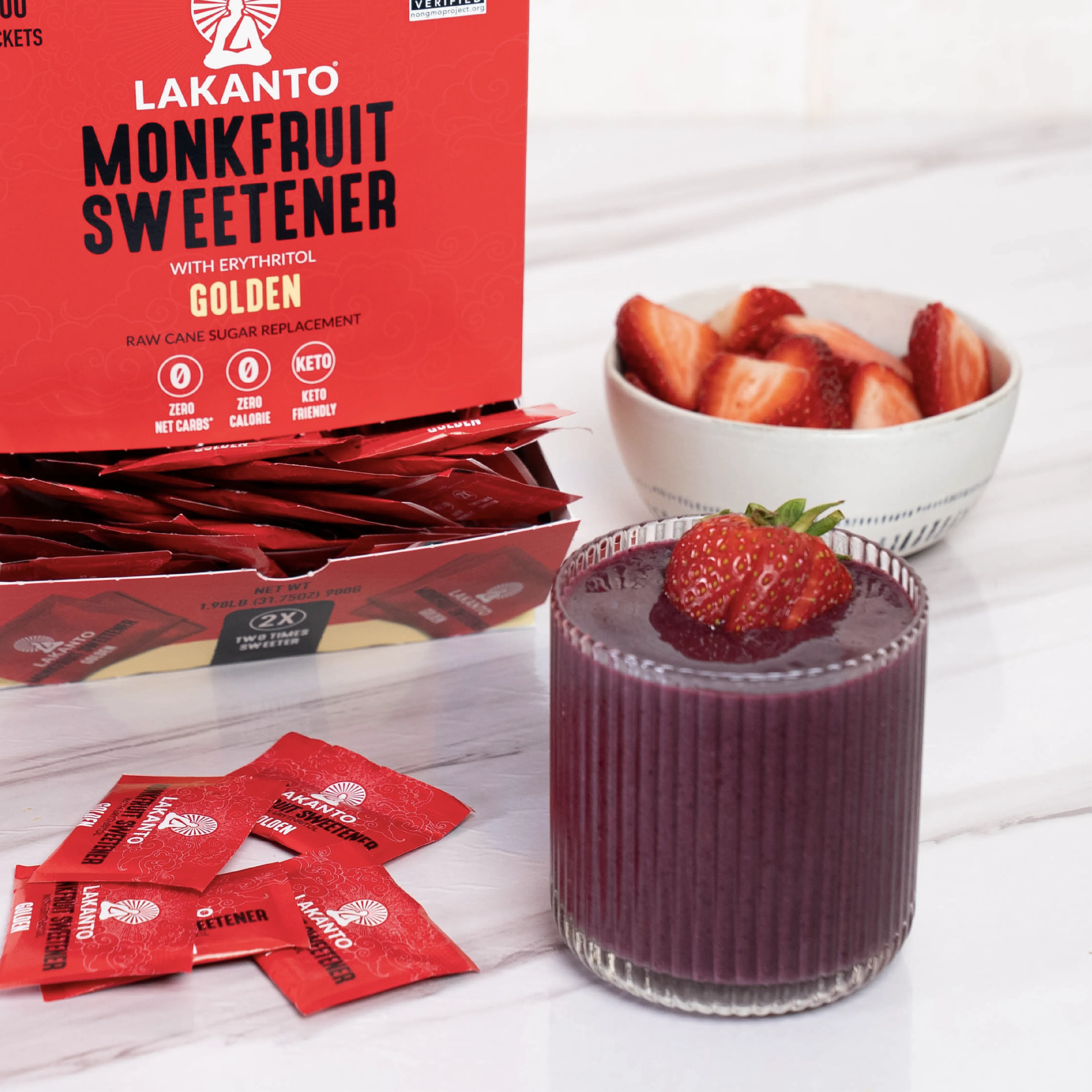 Golden Monkfruit and Erythritol 2:1 Sweetener Packets - Raw Cane Sugar Replacement - Image 8