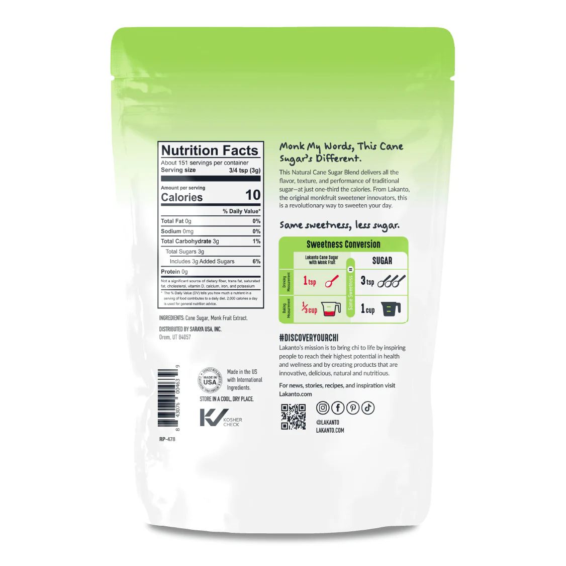 Cane Sugar with Monk Fruit 16oz - Image 3