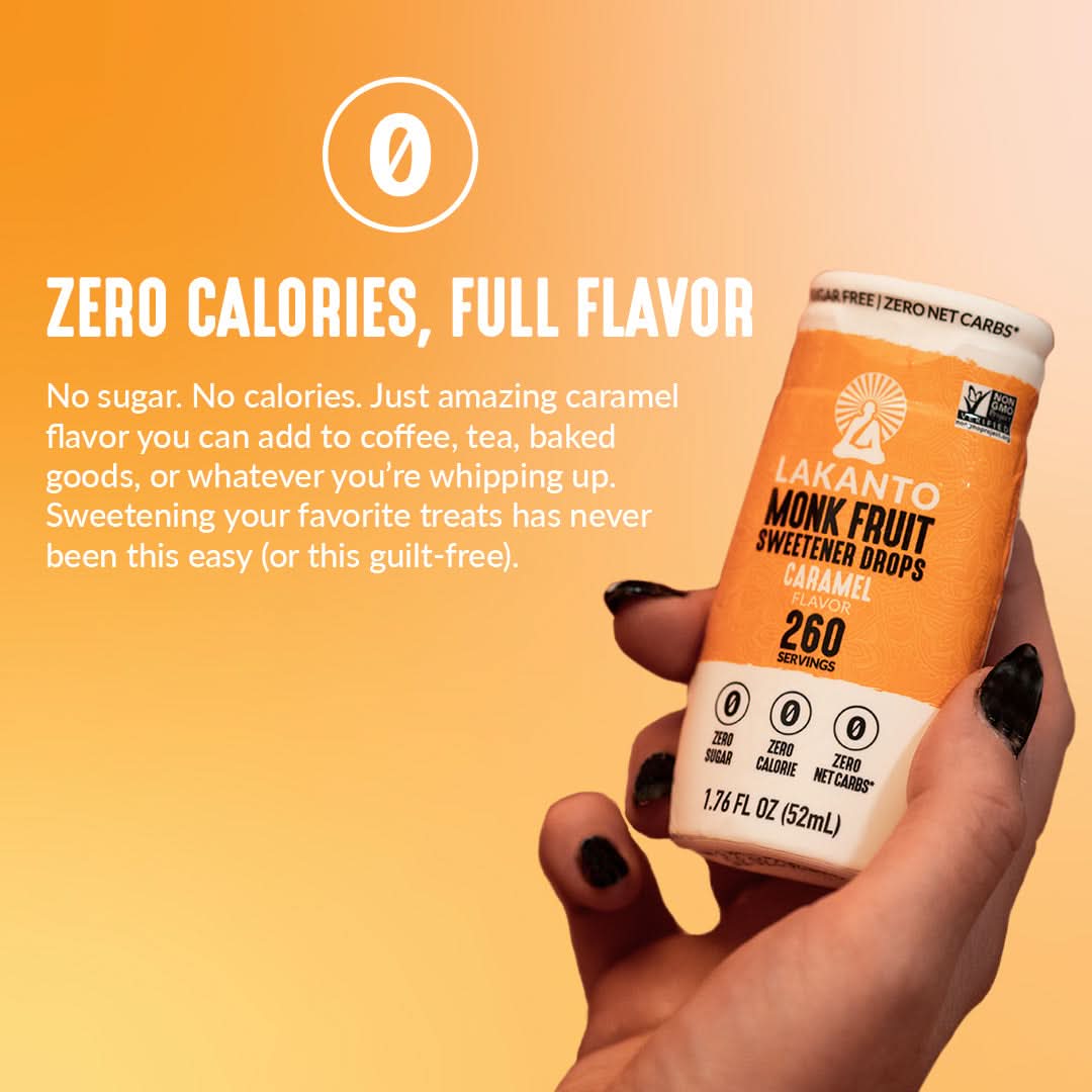 Lakanto Liquid Monk Fruit Sweetener Drops Caramel 1.76 FL OZ - Image 5